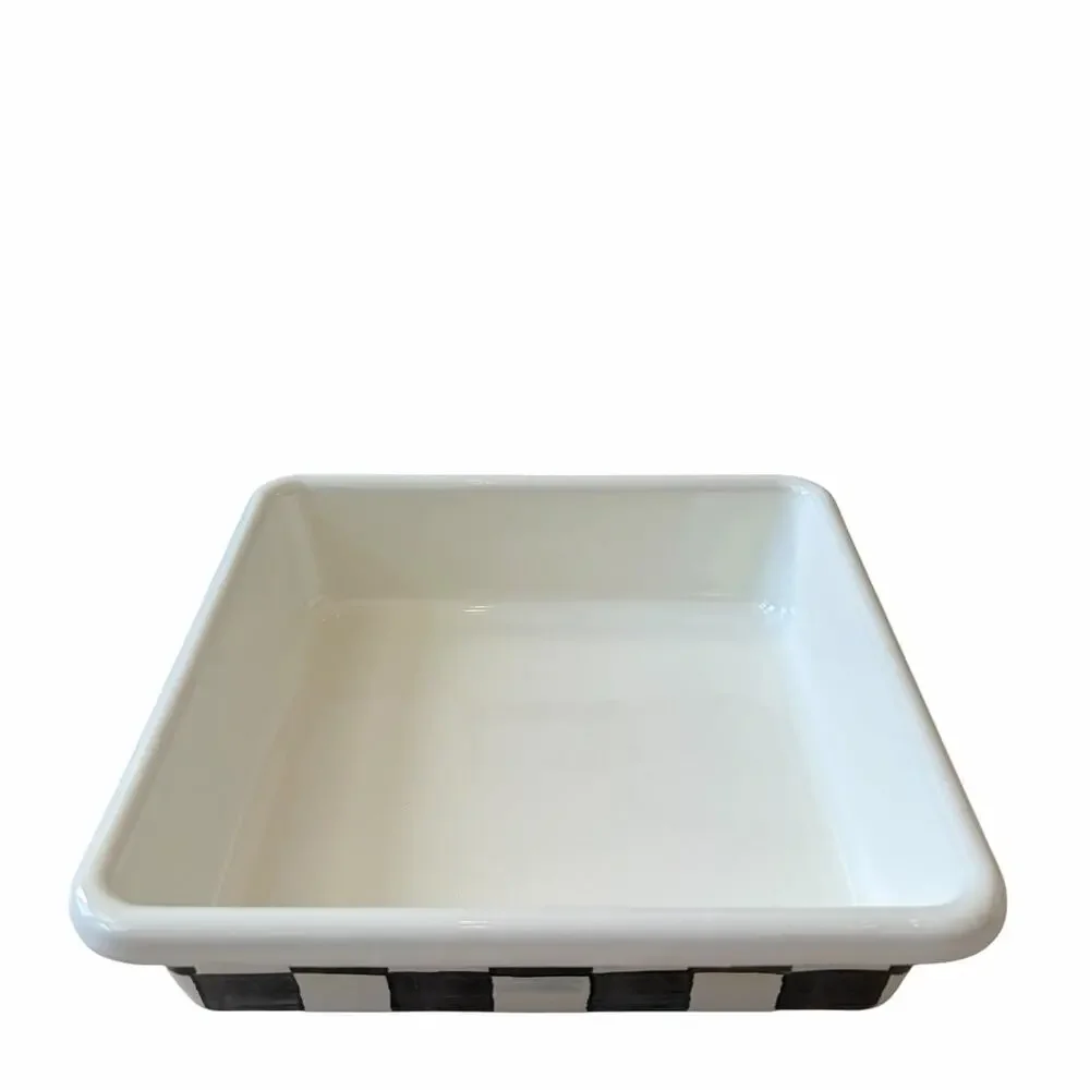 New MacKenzie-Childs Courtly Check Enamel Bake Pans Set of 2 in Original Box